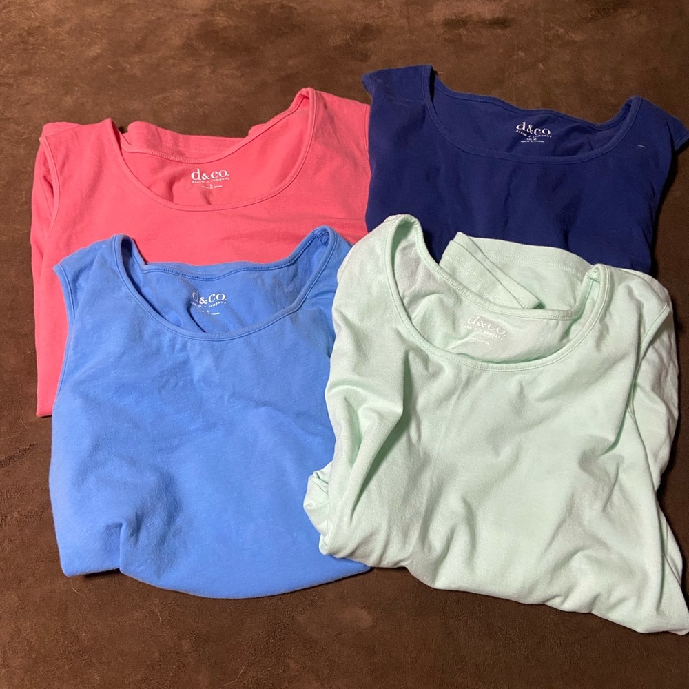 Set of 4 D & Co Women's tank tops size L- Pink, Blue, Mint, Navy